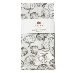 Hot Lot de 2 torchons pumkin/uni Linge De Table, Cuisine·Torchon