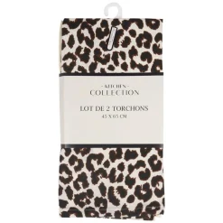Hot Lot de deux torchons leopard Linge De Table, Cuisine·Torchon