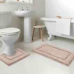 New Lot x2 tapis bain beige Linge De Toilette, Plage·Tapis De Bain