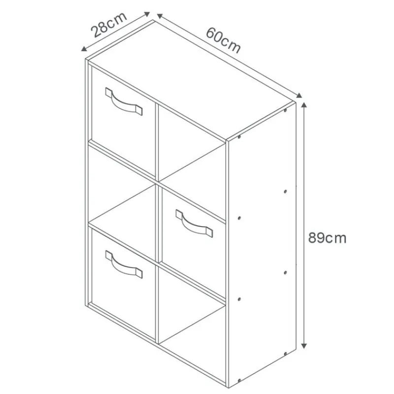 New Meuble 6 cubes blanc 3 panieres Rangement