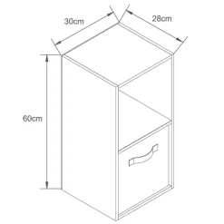 Sale Meuble 2 cubes blanc 1 panier Rangement