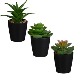 Outlet Mini succulente dans pot noir Fleur, Plante Artificielle