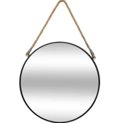 Online Miroir metal rond corde noir Miroir