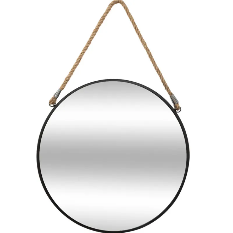 Online Miroir metal rond corde noir Miroir
