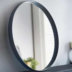 Discount Miroir rond metal noir Miroir