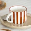 Online Mug blanc motif rayures marron Vaisselle, Art De La Table·Tasse, Mug, Bol