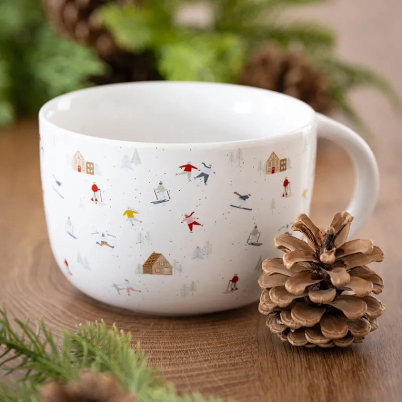 New Mug blanc motif ski Vaisselle, Art De La Table·Tasse, Mug, Bol