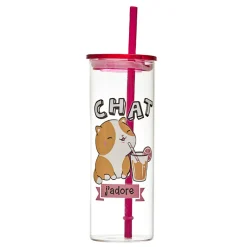 New Mug en verre avec paille 45cl ka Pour Elle