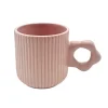 New Mug strie avec anse fleur rose Vaisselle, Art De La Table·Tasse, Mug, Bol