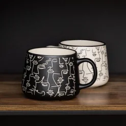 Outlet Mug visage noir/blanc 500ml Vaisselle, Art De La Table·Tasse, Mug, Bol