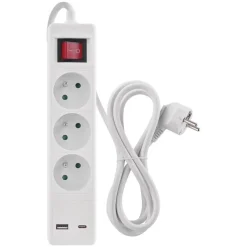 Multiprise 3 prises +1 usb+ 1 us Rallonge, Multiprise