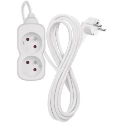 Outlet Multirpise 2 prises - cordon 3m Rallonge, Multiprise