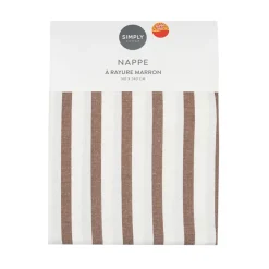 Sale Nappe a rayure marron 140x240cm Linge De Table, Cuisine·Nappe