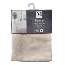 Sale Nappe jacquard palmier beige 14 Linge De Table, Cuisine·Nappe