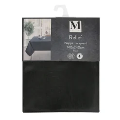 Best Nappe jacquard relief noir 140x2 Linge De Table, Cuisine·Nappe