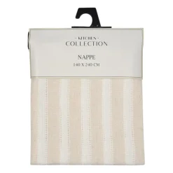 Nappe rayee beige et blanc Linge De Table, Cuisine·Nappe