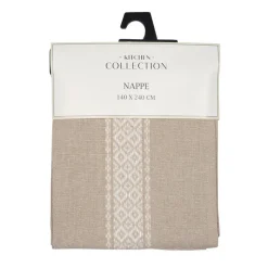 Outlet Nappe taupe et motifs creme Linge De Table, Cuisine·Nappe