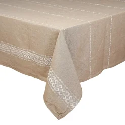 Outlet Nappe taupe et motifs creme Linge De Table, Cuisine·Nappe