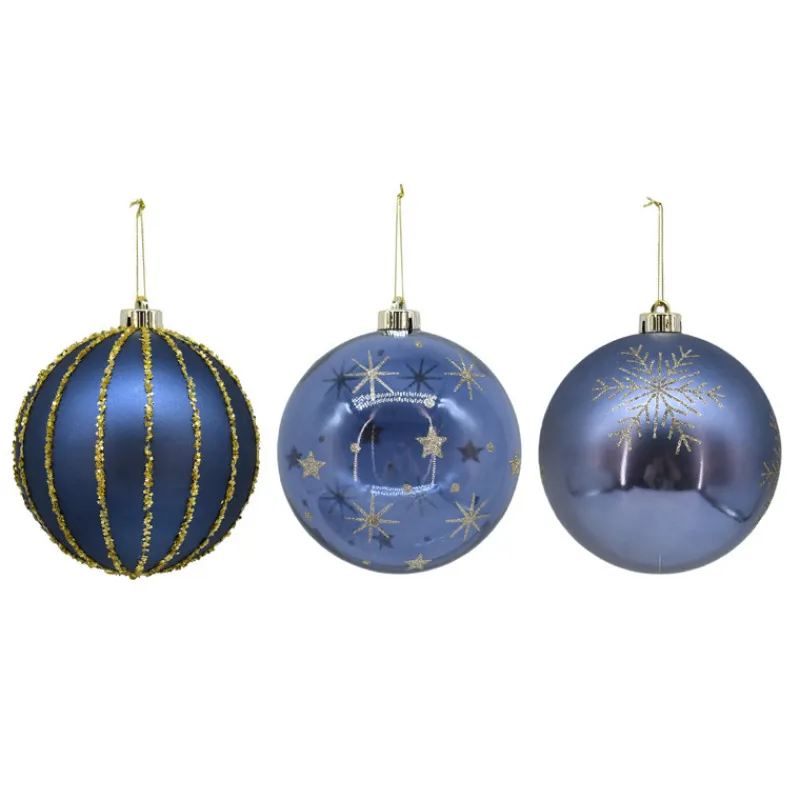 New Pack de 3 boules 15cm bleu nuit Décoration De Sapin