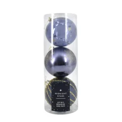 New Pack de 3 boules 15cm bleu nuit Décoration De Sapin