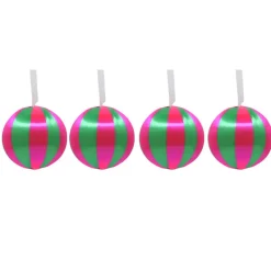 Discount Pack de 4 boules 10cm strie rose Décoration De Sapin