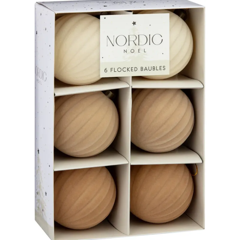 Clearance Pack de 6 boules floquees lux Décoration De Sapin