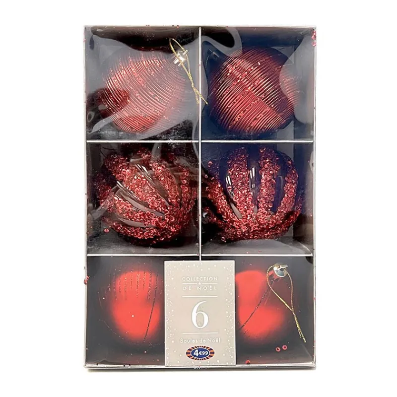 Best Pack de 6 boules 80mm rouge Décoration De Sapin
