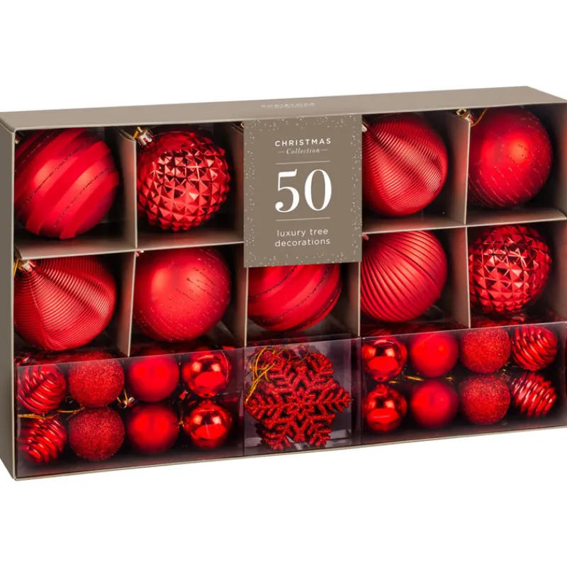 Clearance Pack de 50 boules value rouge Décoration De Sapin