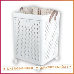 Discount Paniere a linge a roulettes 67l Linge·Accessoire