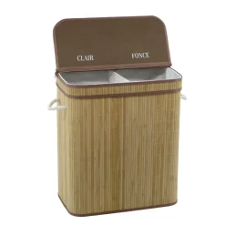 Sale Paniere a linge bambou 2 bacs Linge·Accessoire
