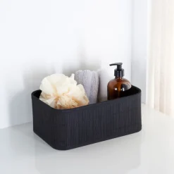 Paniere de rangement bambou noir Accessoire Salle De Bain