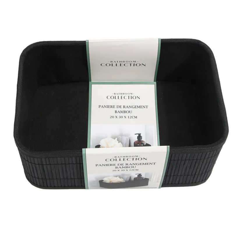Paniere de rangement bambou noir Accessoire Salle De Bain