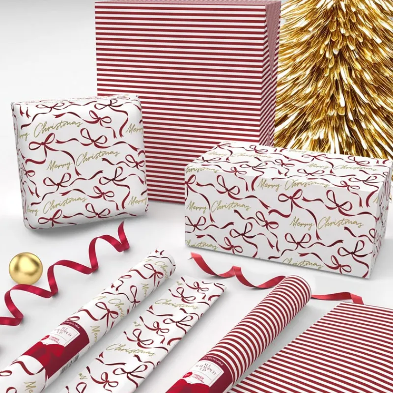 Online Papier cadeau 8m blanc et rouge Emballage Cadeau