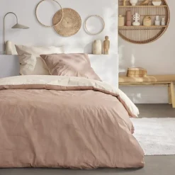 Parure bicolore 260x240 taupe Linge De Lit·Parure De Lit, Housse De Couette