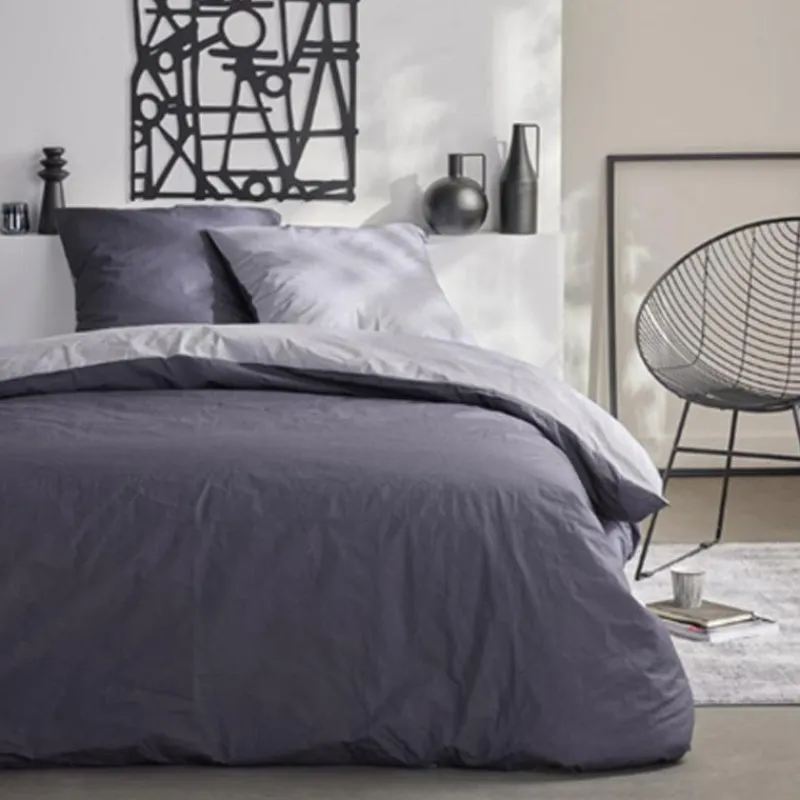 Outlet Parure 260x240 bicolore gris Linge De Lit·Parure De Lit, Housse De Couette