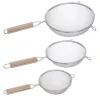 Discount Passoire inox poignee bois x3 Ustensiles, Accessoire De Cuisine