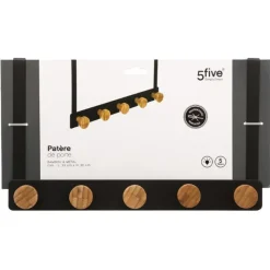 Sale Patere de porte bambou 5 tetes Rangement
