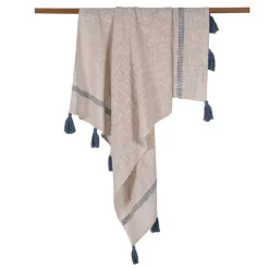 Best Plaid coton pompons 130x160cm Décoration Textile·Plaid