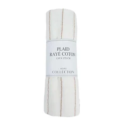 Outlet Plaid raye coton 130x170cm te Décoration Textile·Plaid