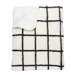 Online Plaid sherpa blanc carreaux noir Décoration Textile·Plaid