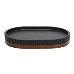 Clearance Plateau noir / bois Accessoire Salle De Bain