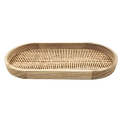 New Plateau rotin bois nature Objet Décoratif