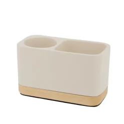 Outlet Pot brosse a dent ciment bois Accessoire Salle De Bain