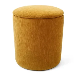 Sale Pouf de rangement velours ocre Rangement Décoratif