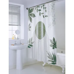 New Rideau de douche geo vert Accessoire Salle De Bain