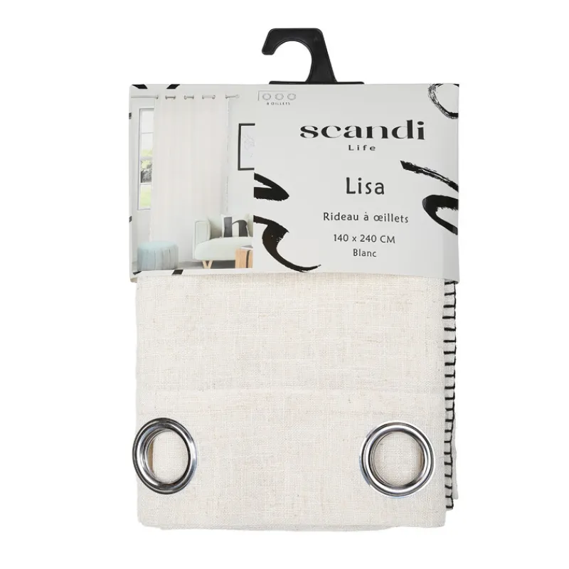Clearance Rideau lisa effet lin blanc 140x Rideau, Voilage·Rideau