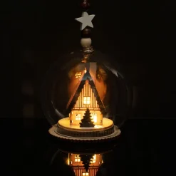 Scene de noel en bois en verre l Décoration De Sapin