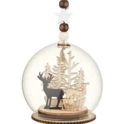 Scene de noel en bois en verre l Décoration De Sapin