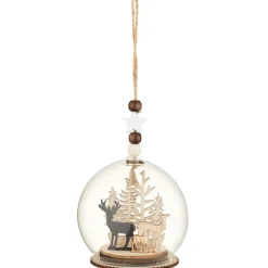 Scene de noel en bois en verre l Décoration De Sapin