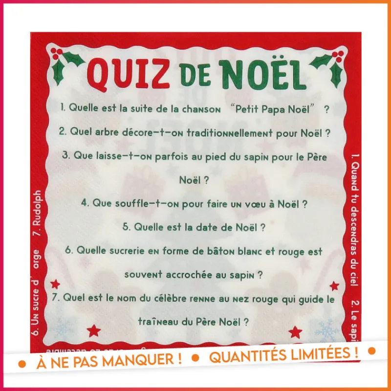 Best Serviette quiz de noel 33x33cm x Vaisselle Jetable